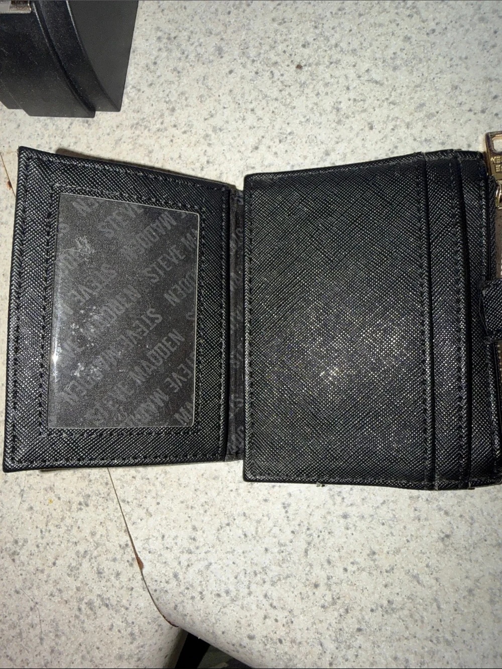 Steve Madden Black Card & Key Wallet with Gold Hardware